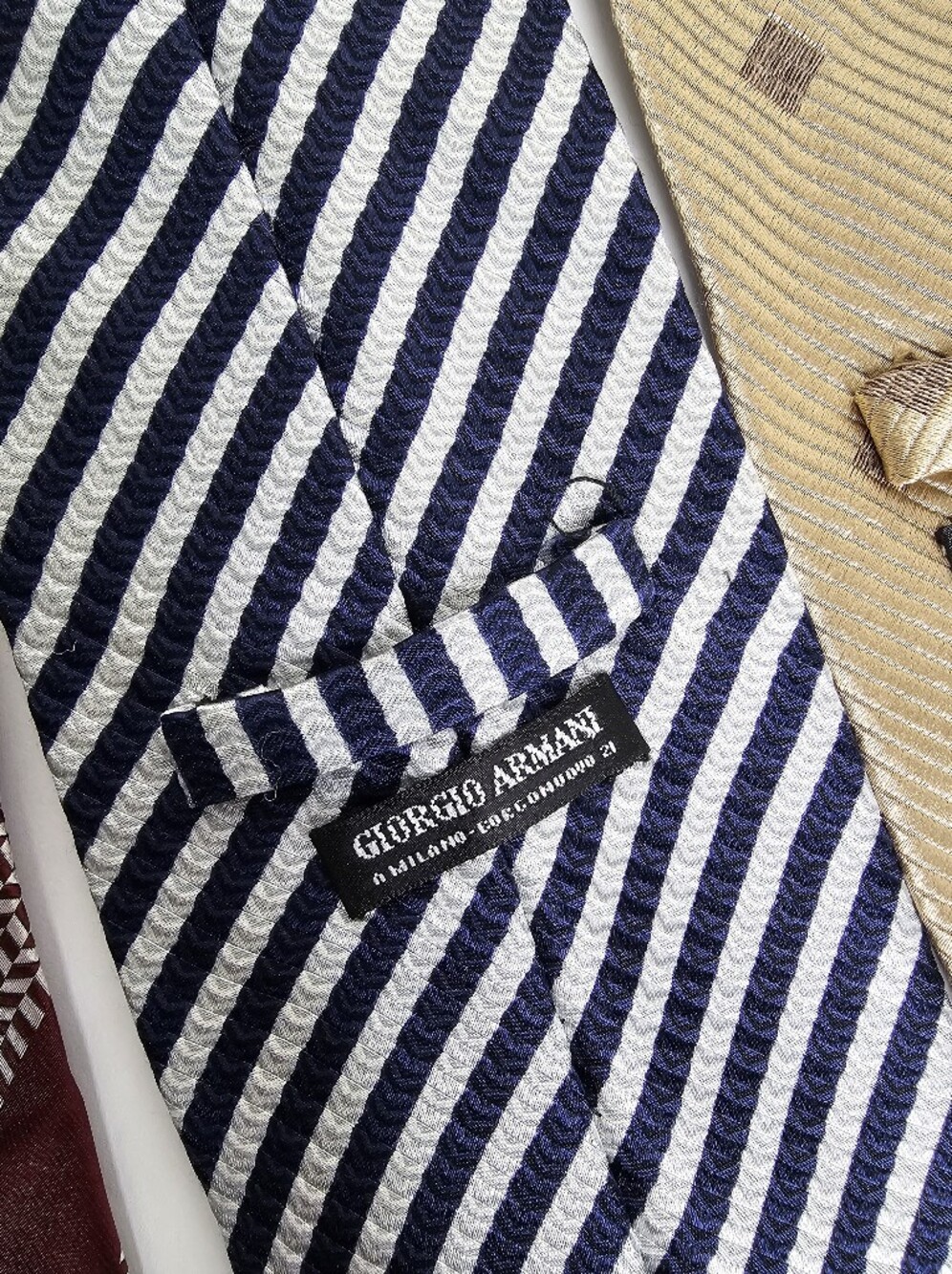 Giorgio Armani Classico Tie Bundle Of 4 in Classic Navy, Burgundy, Blue & Tan - Picture 7 of 11